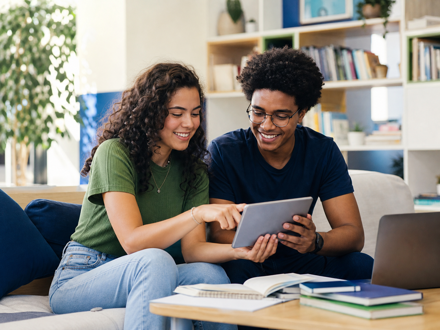 Estudantes comparando informações de uma formação
